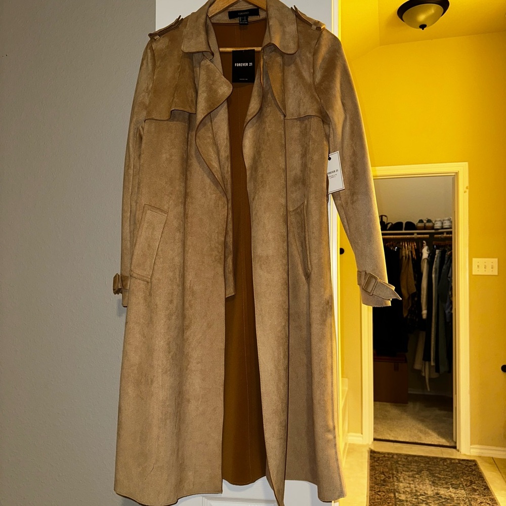 NEW WITH TAGS Forever 21 Premium Label Light Brown Trench Coat